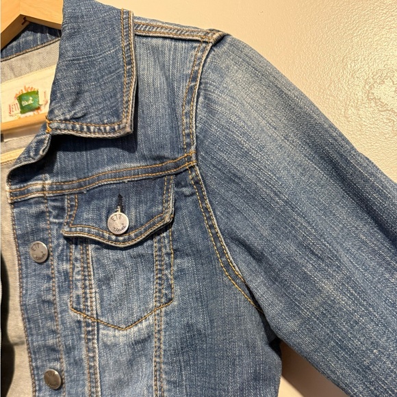 Ett Twa Anthropologie Denim Jean Jacket Cropped Casual Cute Y2K Chic Classic Sm. - Picture 4 of 13